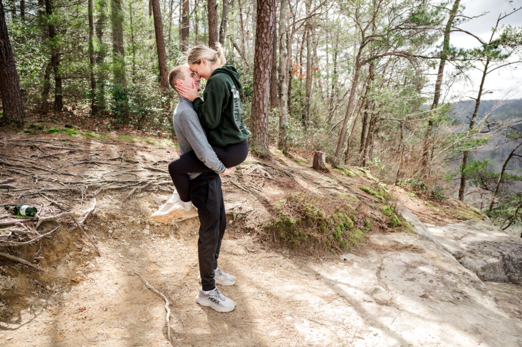 Romantic proposal photography at Red River Gorge – Jake and Mallory’s engagement story."