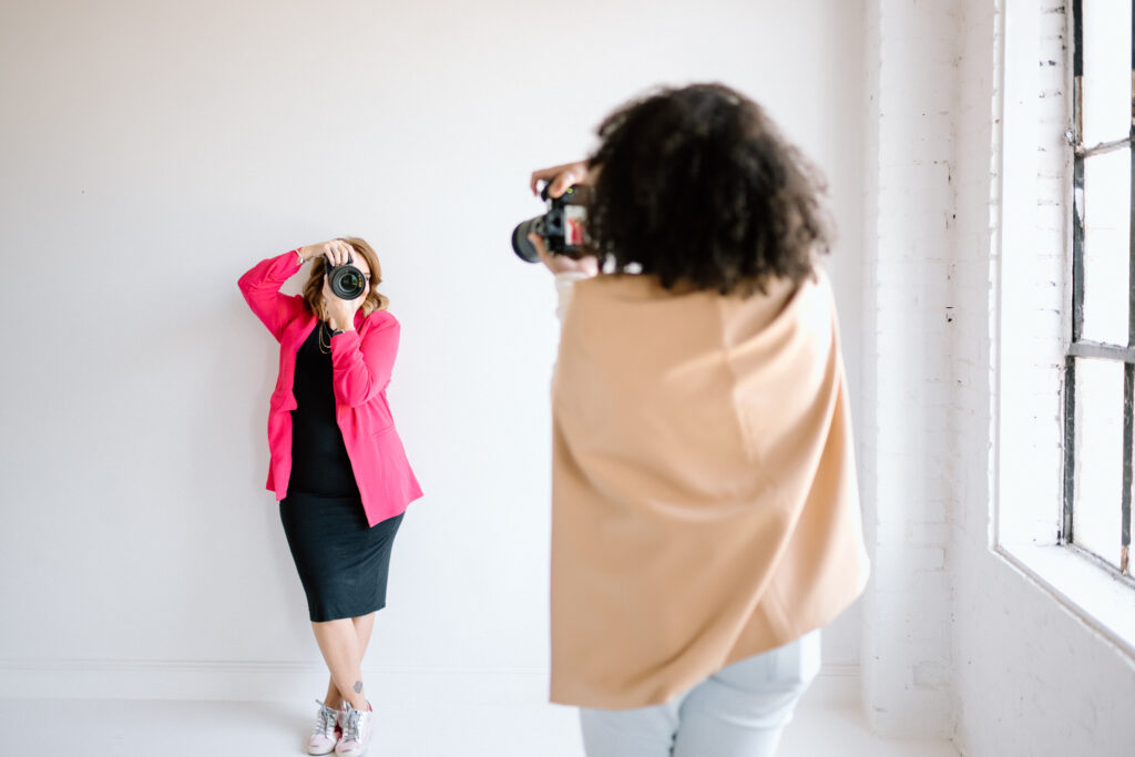 Behind-the-scenes branding content day with Stephanie Rose Photography in Lexington, KY, featuring a local entrepreneur in a styled setting for business marketing visuals.