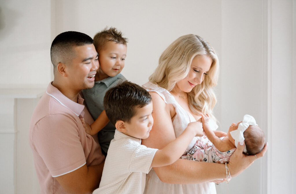 Family of five during newborn studio session in Lexington KY